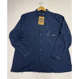 NWT Fintech men’s XL  shirt Long Sleeve  button down deep sea woven spandex